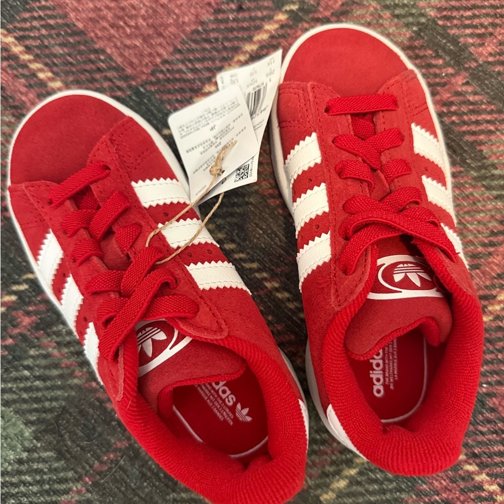 Adidas Kids Red and White Sneakers